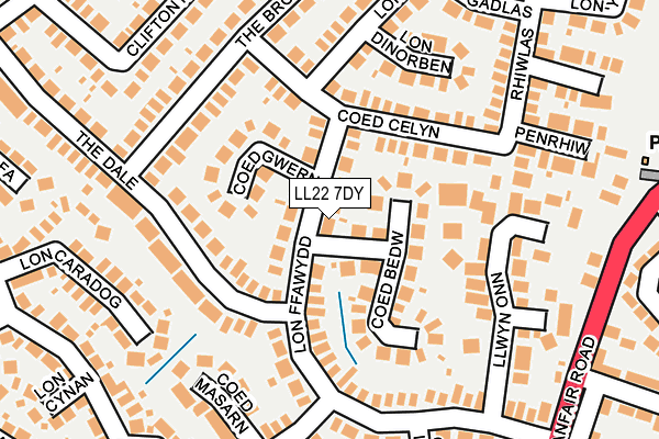 LL22 7DY map - OS OpenMap – Local (Ordnance Survey)