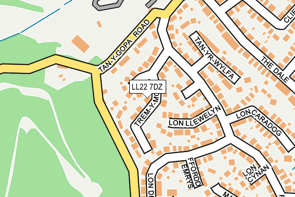 LL22 7DZ map - OS OpenMap – Local (Ordnance Survey)