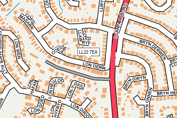 LL22 7EA map - OS OpenMap – Local (Ordnance Survey)