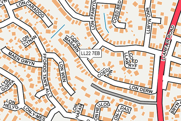 LL22 7EB map - OS OpenMap – Local (Ordnance Survey)