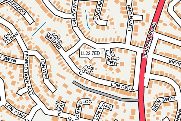 LL22 7ED map - OS OpenMap – Local (Ordnance Survey)