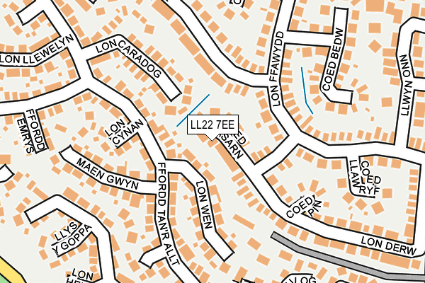 LL22 7EE map - OS OpenMap – Local (Ordnance Survey)