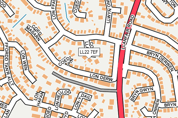 LL22 7EF map - OS OpenMap – Local (Ordnance Survey)