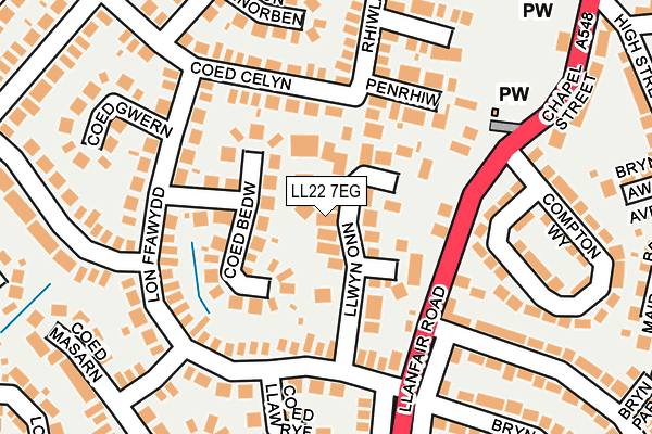 LL22 7EG map - OS OpenMap – Local (Ordnance Survey)