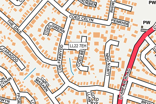 LL22 7EH map - OS OpenMap – Local (Ordnance Survey)