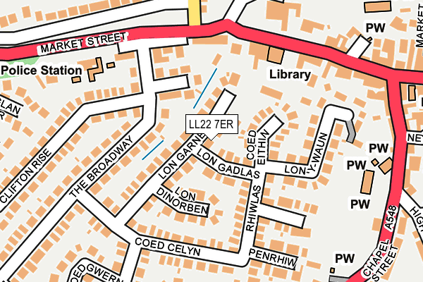 LL22 7ER map - OS OpenMap – Local (Ordnance Survey)