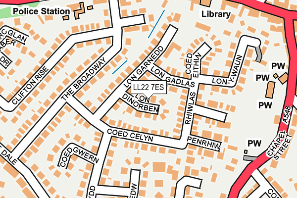 LL22 7ES map - OS OpenMap – Local (Ordnance Survey)