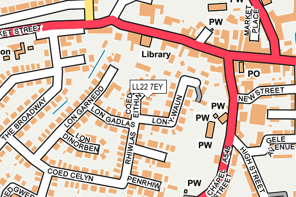 LL22 7EY map - OS OpenMap – Local (Ordnance Survey)