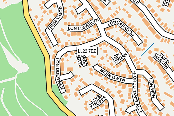 LL22 7EZ map - OS OpenMap – Local (Ordnance Survey)