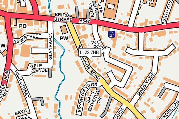 LL22 7HB map - OS OpenMap – Local (Ordnance Survey)