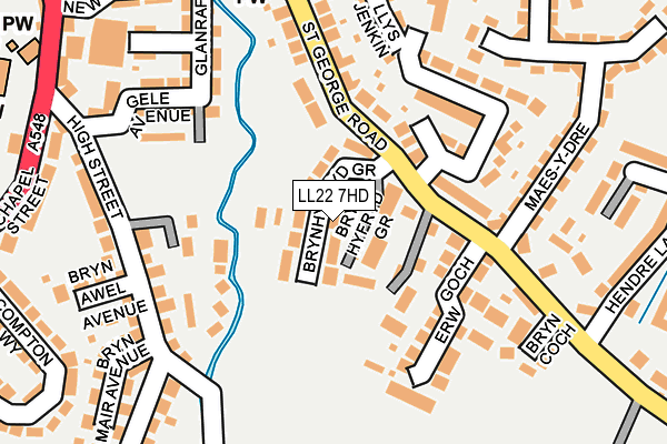 LL22 7HD map - OS OpenMap – Local (Ordnance Survey)