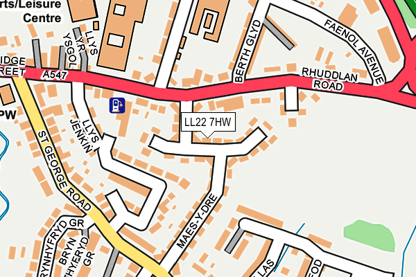 LL22 7HW map - OS OpenMap – Local (Ordnance Survey)
