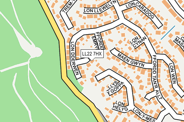 LL22 7HX map - OS OpenMap – Local (Ordnance Survey)