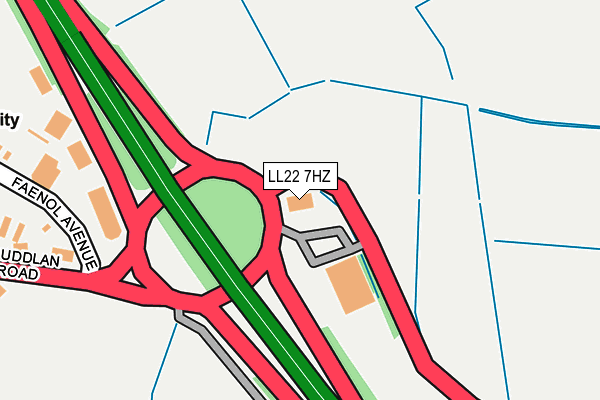LL22 7HZ map - OS OpenMap – Local (Ordnance Survey)