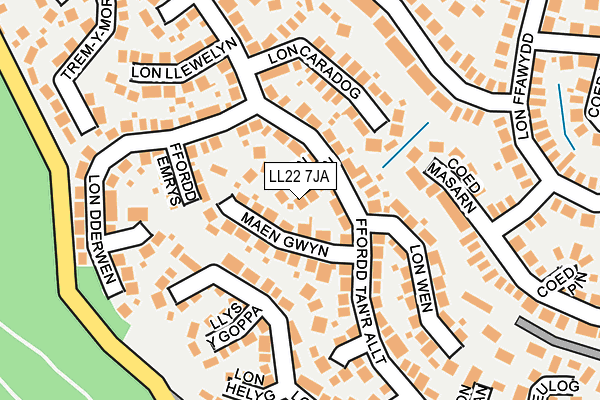 LL22 7JA map - OS OpenMap – Local (Ordnance Survey)