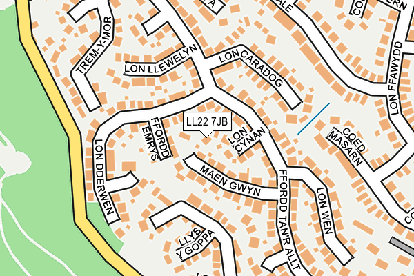 LL22 7JB map - OS OpenMap – Local (Ordnance Survey)