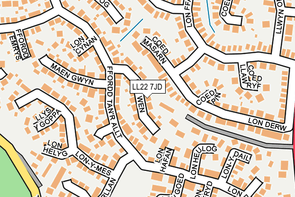 LL22 7JD map - OS OpenMap – Local (Ordnance Survey)