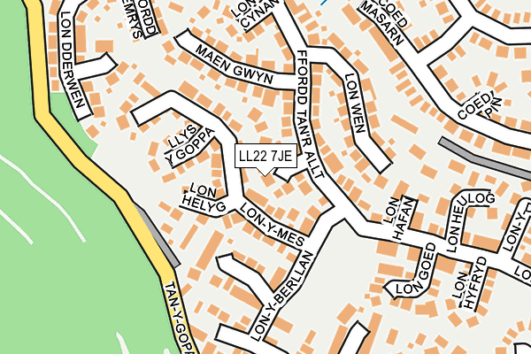 LL22 7JE map - OS OpenMap – Local (Ordnance Survey)