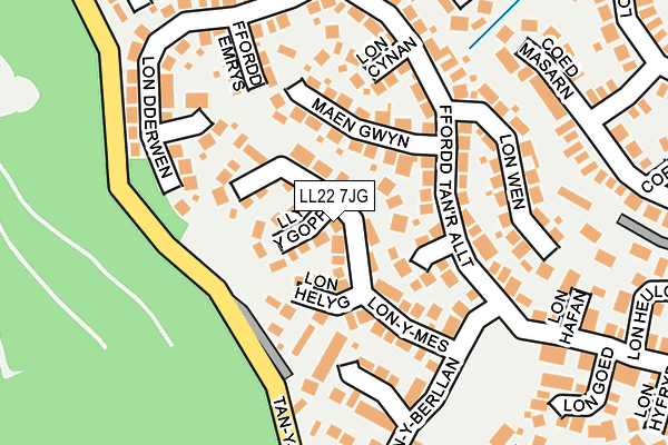 LL22 7JG map - OS OpenMap – Local (Ordnance Survey)