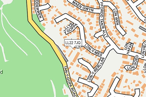 LL22 7JQ map - OS OpenMap – Local (Ordnance Survey)