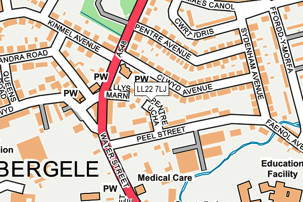 LL22 7LJ map - OS OpenMap – Local (Ordnance Survey)
