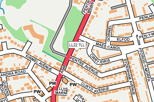 LL22 7LL map - OS OpenMap – Local (Ordnance Survey)