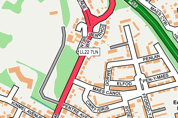 LL22 7LN map - OS OpenMap – Local (Ordnance Survey)