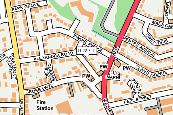 LL22 7LT map - OS OpenMap – Local (Ordnance Survey)