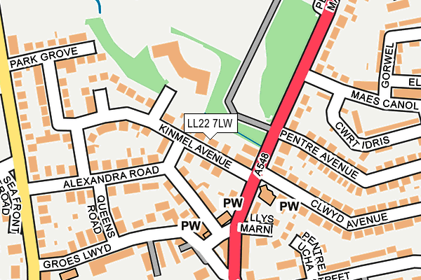 LL22 7LW map - OS OpenMap – Local (Ordnance Survey)