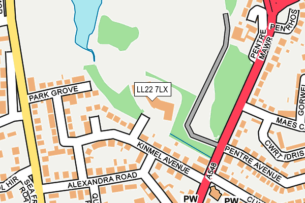 LL22 7LX map - OS OpenMap – Local (Ordnance Survey)