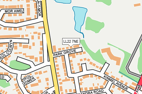 LL22 7NE map - OS OpenMap – Local (Ordnance Survey)