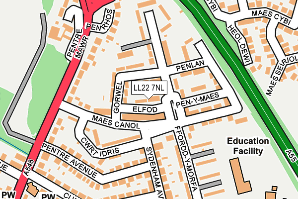 LL22 7NL map - OS OpenMap – Local (Ordnance Survey)