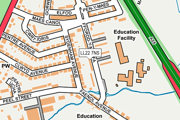 LL22 7NS map - OS OpenMap – Local (Ordnance Survey)