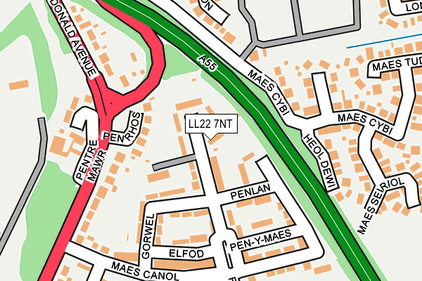 LL22 7NT map - OS OpenMap – Local (Ordnance Survey)