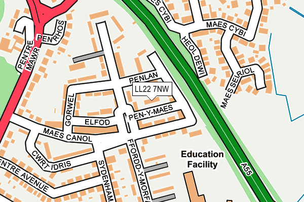 LL22 7NW map - OS OpenMap – Local (Ordnance Survey)