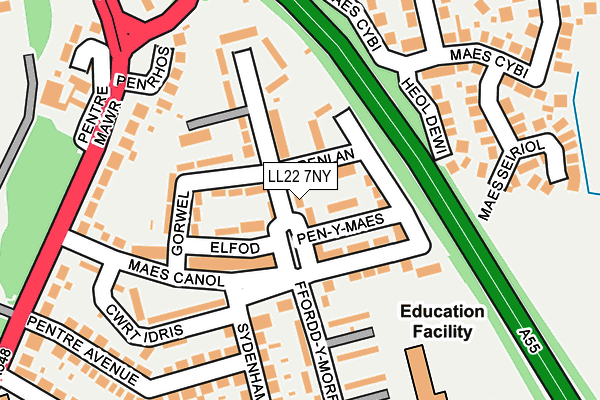 LL22 7NY map - OS OpenMap – Local (Ordnance Survey)