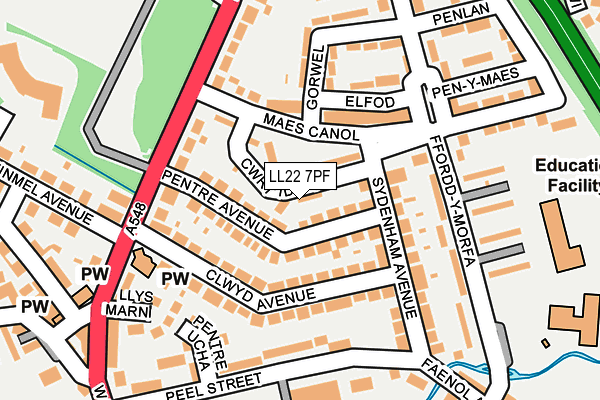 LL22 7PF map - OS OpenMap – Local (Ordnance Survey)