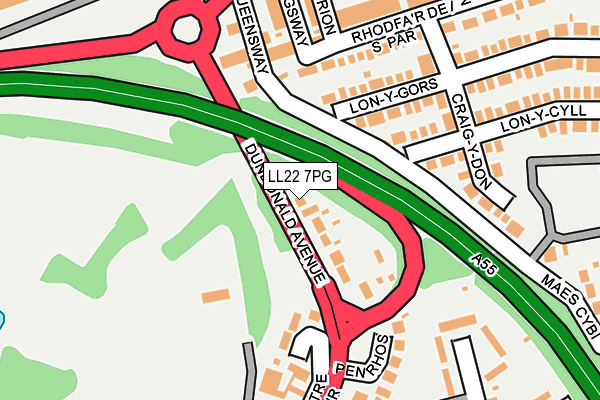 LL22 7PG map - OS OpenMap – Local (Ordnance Survey)