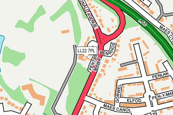 LL22 7PL map - OS OpenMap – Local (Ordnance Survey)