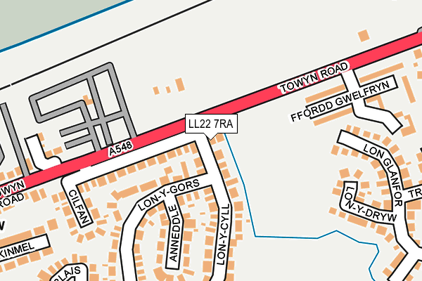 LL22 7RA map - OS OpenMap – Local (Ordnance Survey)