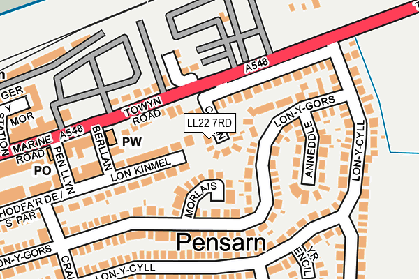 LL22 7RD map - OS OpenMap – Local (Ordnance Survey)