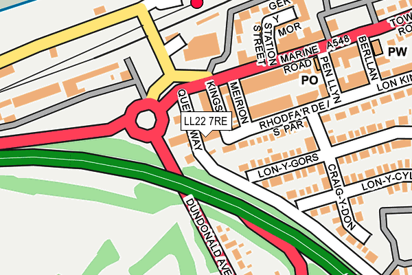 LL22 7RE map - OS OpenMap – Local (Ordnance Survey)