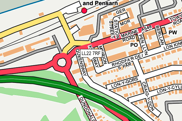 LL22 7RF map - OS OpenMap – Local (Ordnance Survey)