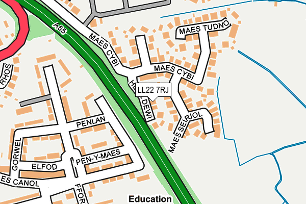 LL22 7RJ map - OS OpenMap – Local (Ordnance Survey)