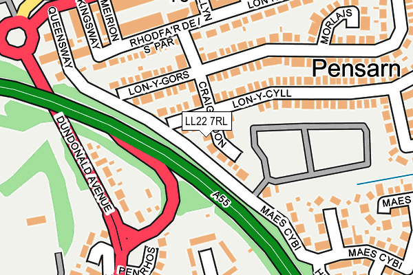 LL22 7RL map - OS OpenMap – Local (Ordnance Survey)