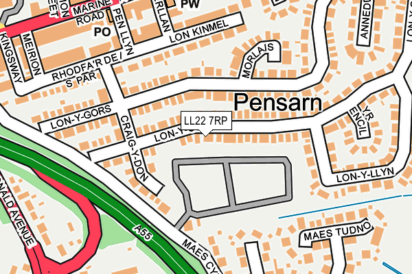 LL22 7RP map - OS OpenMap – Local (Ordnance Survey)