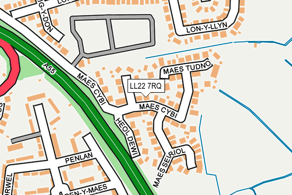 LL22 7RQ map - OS OpenMap – Local (Ordnance Survey)