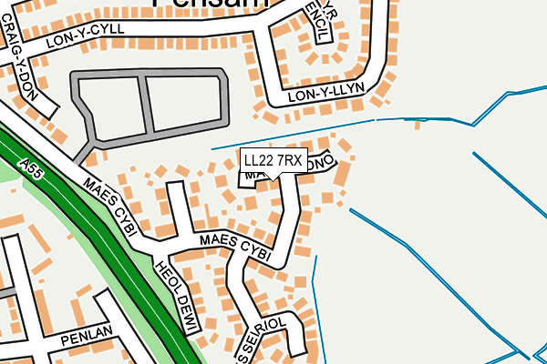 LL22 7RX map - OS OpenMap – Local (Ordnance Survey)