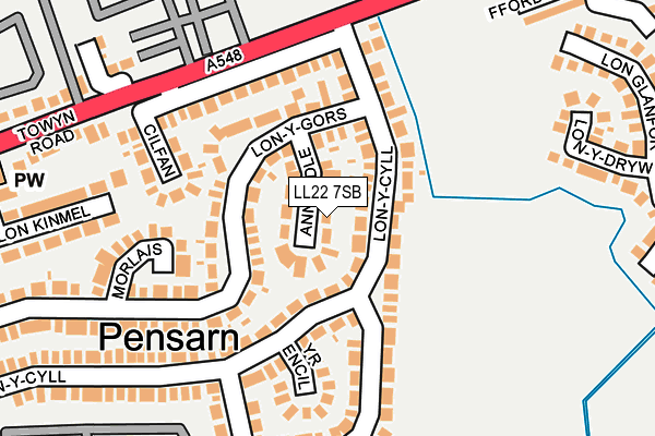 LL22 7SB map - OS OpenMap – Local (Ordnance Survey)