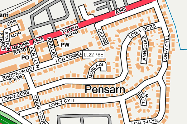 LL22 7SE map - OS OpenMap – Local (Ordnance Survey)